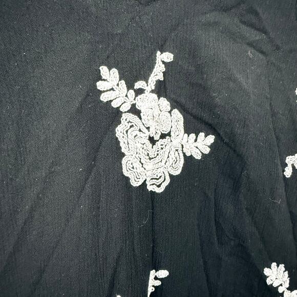 Free People Austin Emma Black Mini Dress White Floral Embroidery Boho Small - Picture 5 of 7